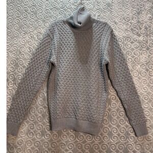 COOFANDY Men's Gray Textured Knit Turtleneck Sweater Size S